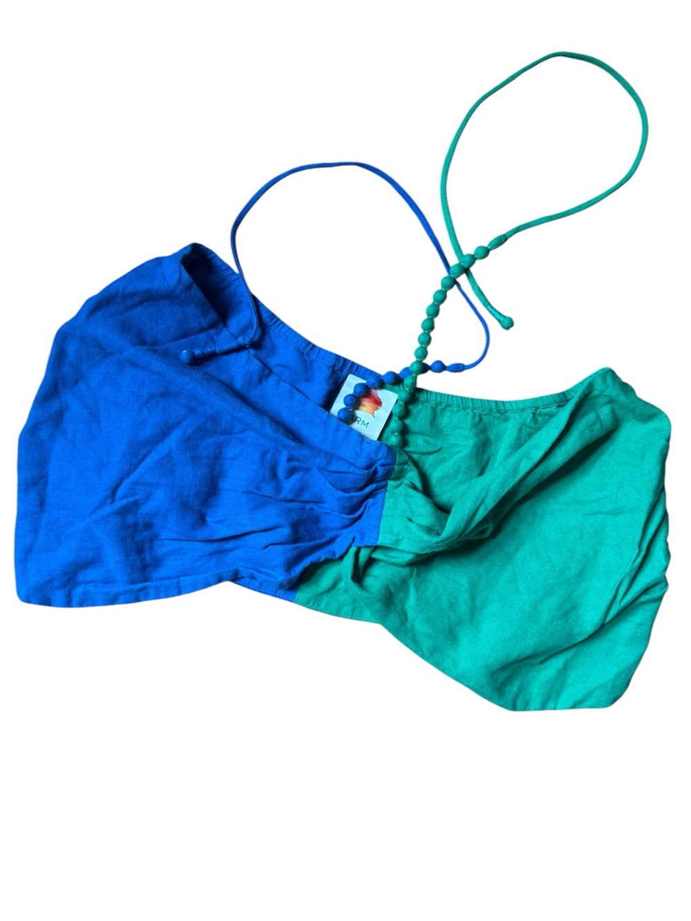 FARM Rio Heliconia Color Block Vacation Halter Crop Top - Picture 4 of 5